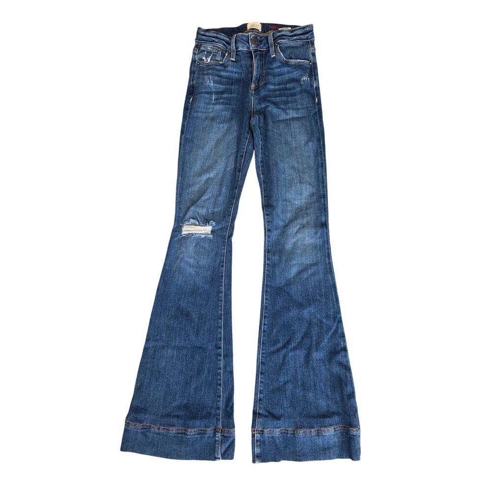 Alice + Olivia Beautiful Low Rise Bell Flare Leg Jean Medium Wash Size 26